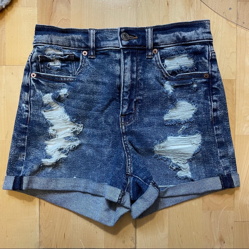 American Eagle Ripped Jean Mom Shorts